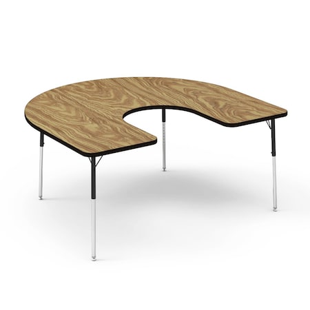 Virco 60 in. W, 66 in. L, 22-30 in. H, Medium Oak Top / Black Edge 48HORSE60
